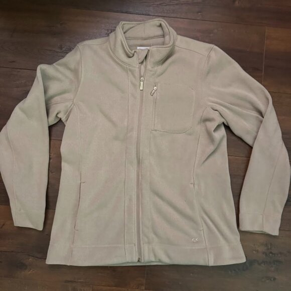 Calvin Klein Base Layer Beige Fleece Sweater Jacket - Picture 1 of 5